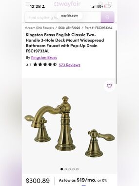 Kingston Brass English Classic Two-3-Hole Deck Bathroom Faucet w/ Pop-Up Drain